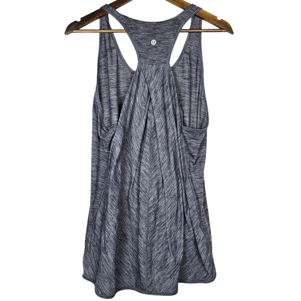 Lululemon Essential Tanks Pleated Large Dark Gray Heathered Athletic Gym Running